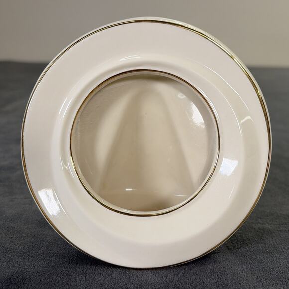 3) Lenox Ivory Porcelain Picture Frame Round 14k Gold Trim 5 " Tall EUC Charity - Picture 2 of 9